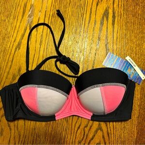 NWT Inmocean Push-Up Pink, Purple, and Black Halter Bikini Top size M
